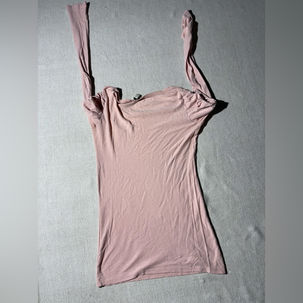 Free People Natasha Cotton Puff Shoulder Blush Long Sleeve Top - Picture 8 of 8